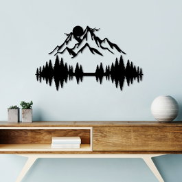 Wallity Nature And Mountain - 9 Escultura de pared de metal negra